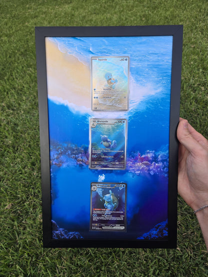 Pokemon 151 Squirtle Wartortle Blastoise 8.5 x 14" Display Frame Extended Art Frame