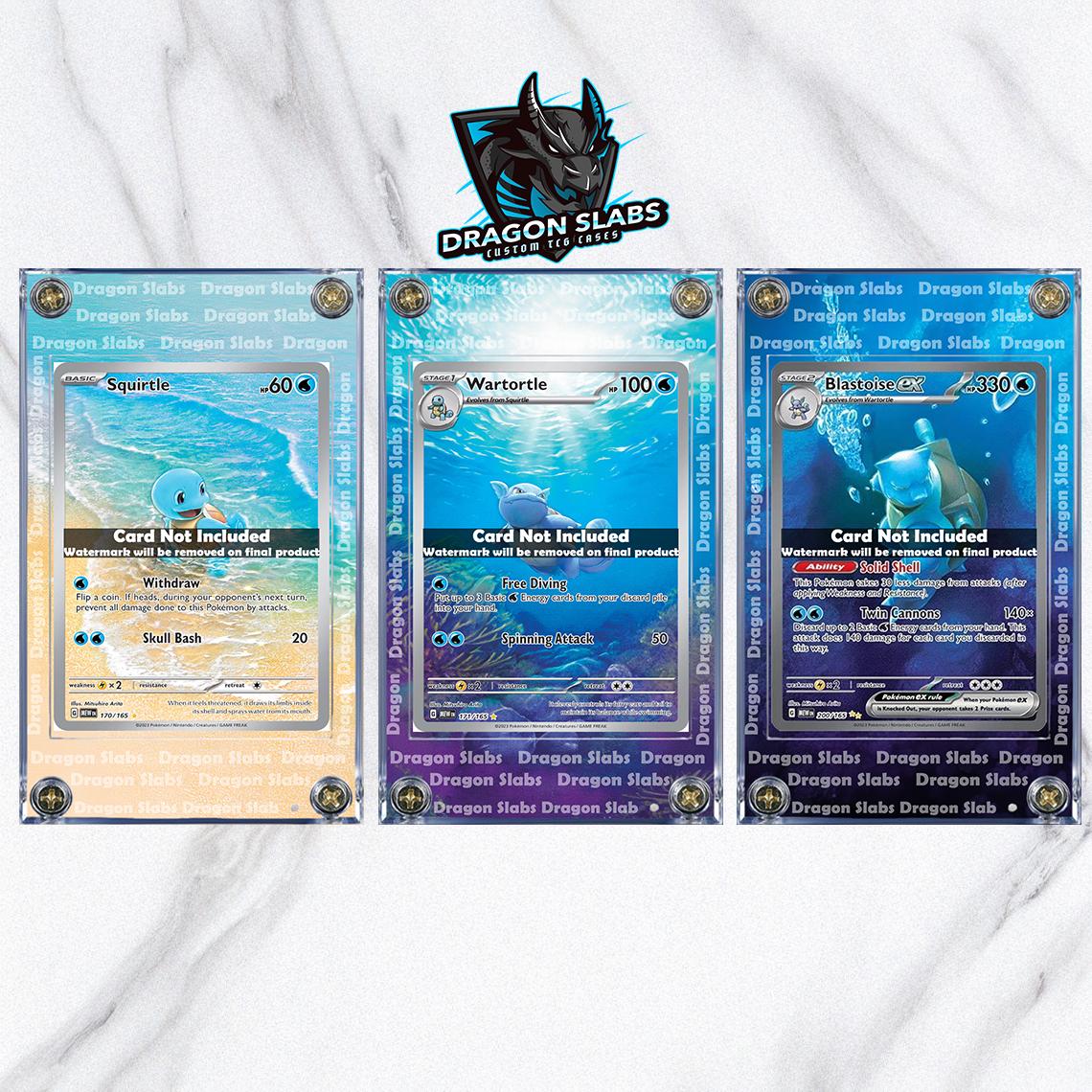 Pokemon Squirtle, Wartortle, Blastoise 151 Custom Display Cases Extended Artwork