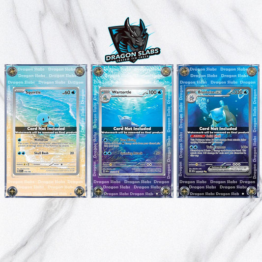Pokemon Squirtle, Wartortle, Blastoise 151 Custom Display Cases Extended Artwork