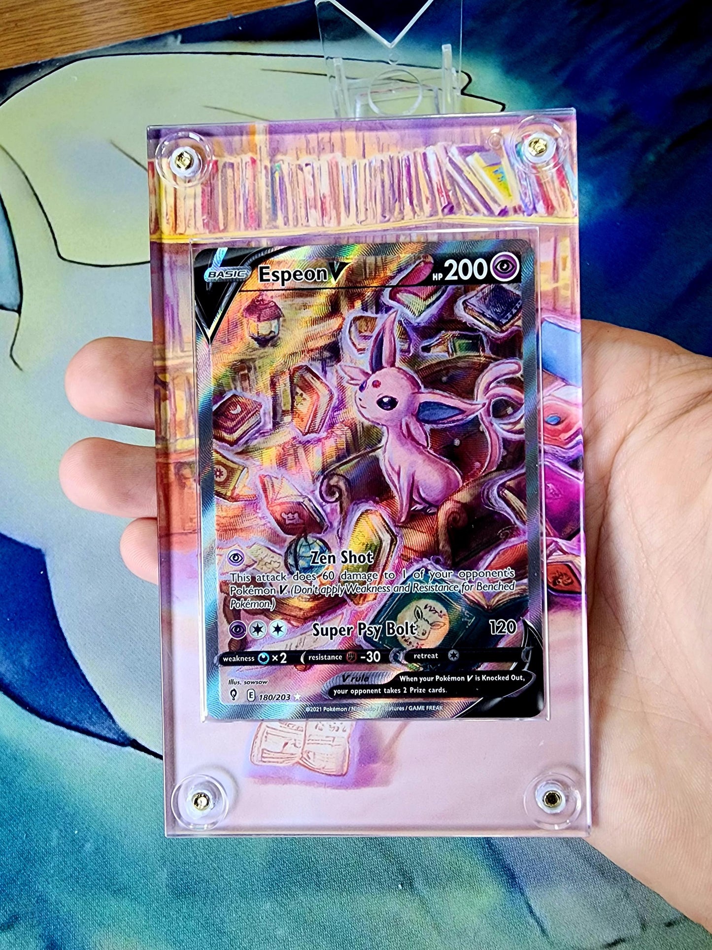 Pokemon Espeon V Alt Art 180/203 Evolving Skies Extended Artwork Case