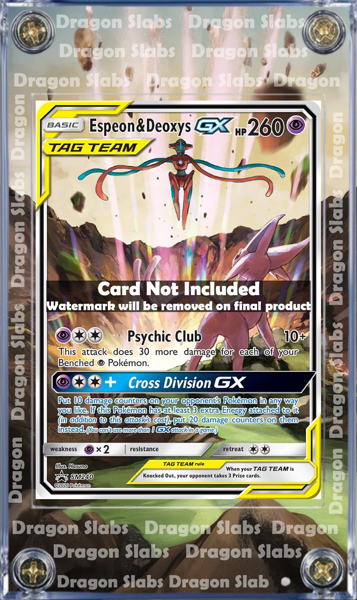 Espeon & Deoxys GX Tag Team SM240 Promo Extended Artwork Case