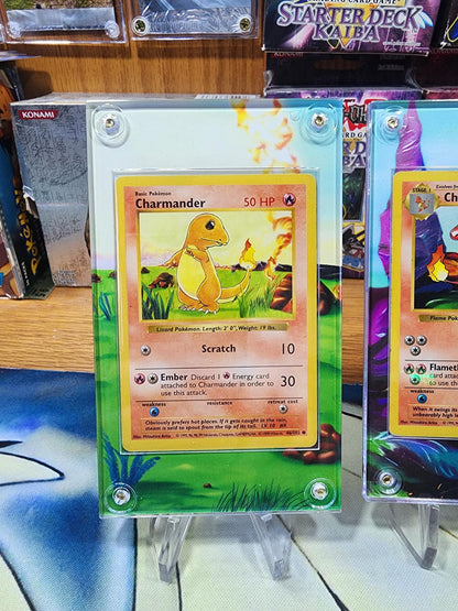 Pokemon Charmander, Charmeon, Charizard Base Set 2 Custom Display Cases Extended Artwork