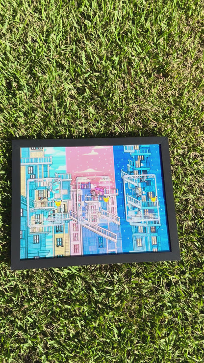 x3 Meowth, Galarian Alolan 30th Anniversary Celebrations 8.5 x 11" Display Frame