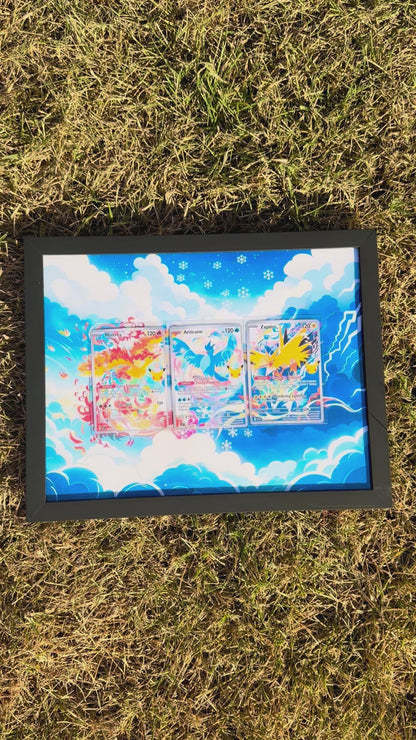 Moltres Articuno Zapdos 30th Anniversary Celebrations 8.5 x 11" Display Frame Extended Art