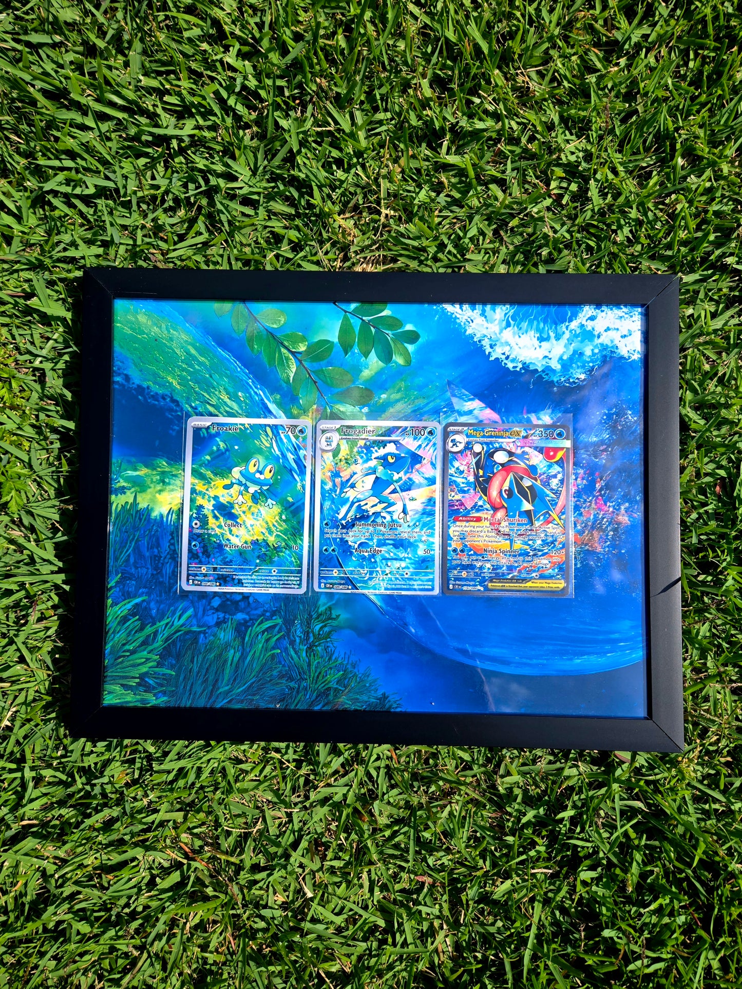 Froakie Frogadier Mega Greninja EX Chaos Rising 8.5 x 11" Display Frame Extended Art