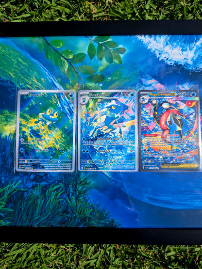 Froakie Frogadier Mega Greninja EX Chaos Rising 8.5 x 11" Display Frame Extended Art