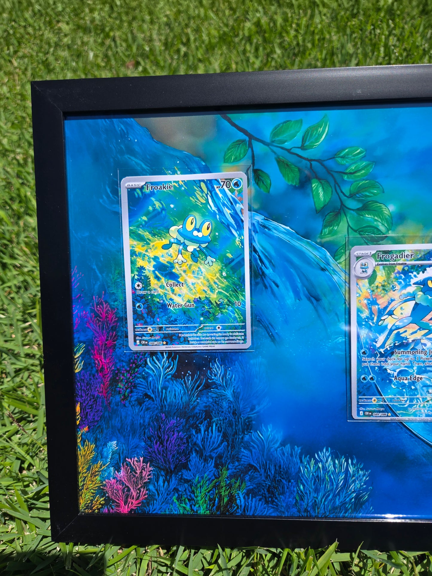 Froakie Frogadier Mega Greninja EX Chaos Rising 8.5 x 14" Display Frame Extended Art