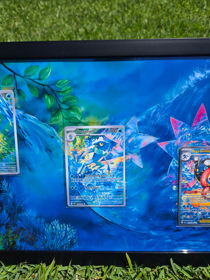 Froakie Frogadier Mega Greninja EX Chaos Rising 8.5 x 14" Display Frame Extended Art
