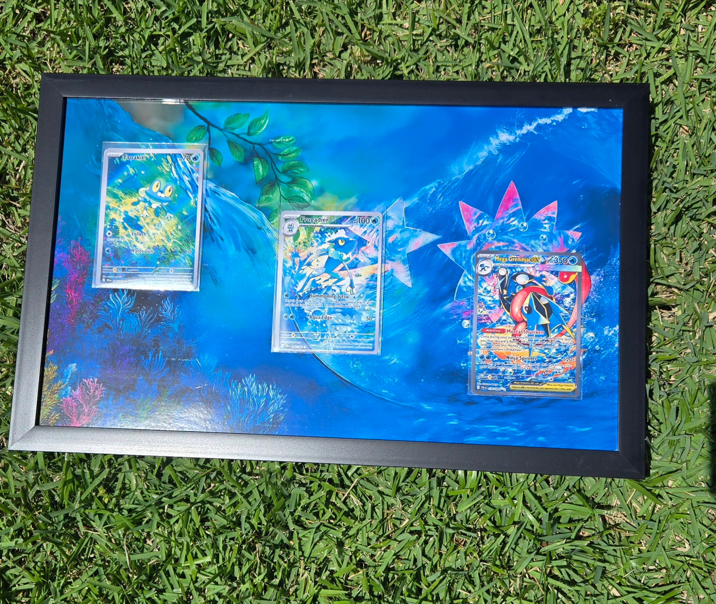 Froakie Frogadier Mega Greninja EX Chaos Rising 8.5 x 14" Display Frame Extended Art