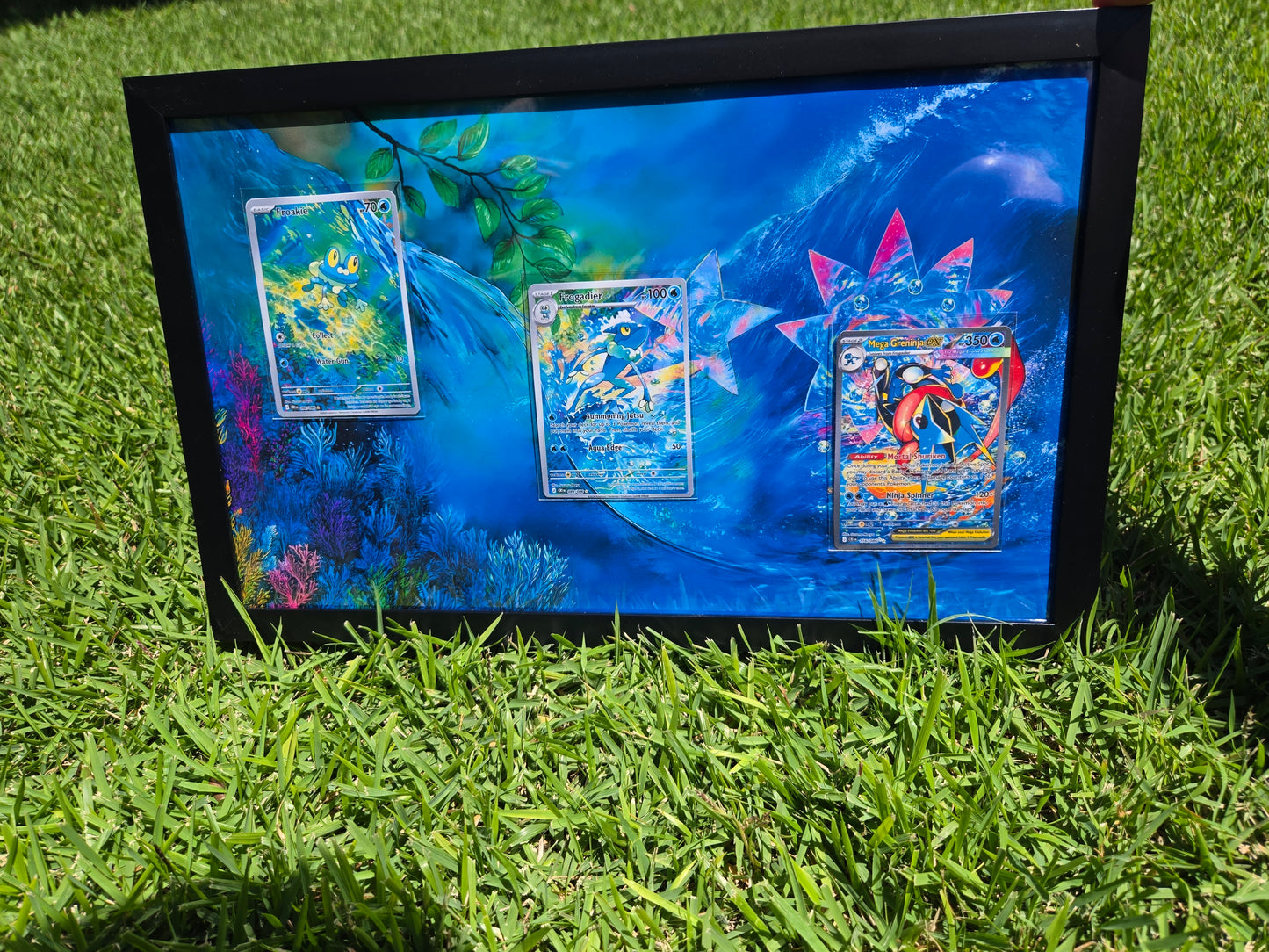 Froakie Frogadier Mega Greninja EX Chaos Rising 8.5 x 14" Display Frame Extended Art